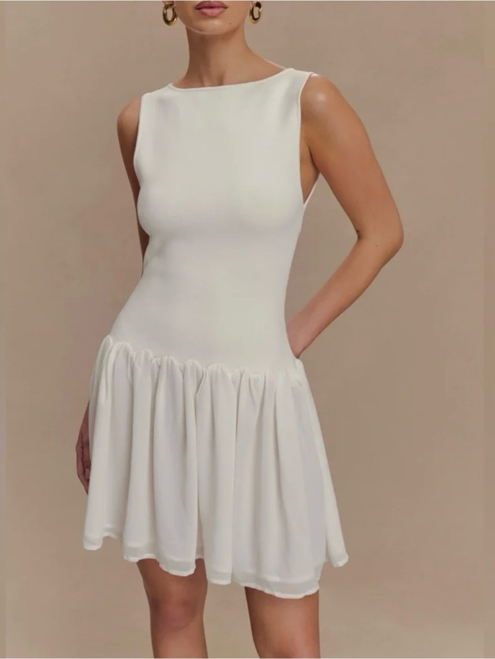 NWT💕 MESHKI Ashleigh Knit and Chiffon Mini Dress SMALL